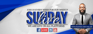 สีขาว Sunday Service Live Stream รูปปกบน Facebook Template