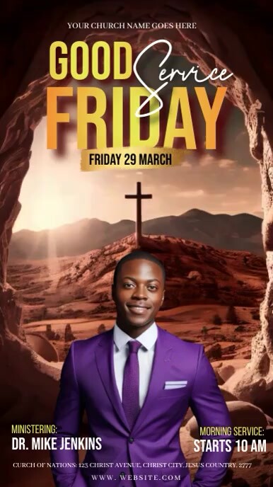 Church Easter Sunday Service Flyer template Instagram Story