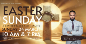 Коричневый Easter Sunday Church Event Facebook Shared Image Template
