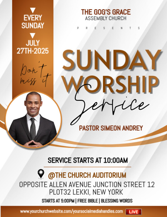 church event flyer Folheto (US Letter) template