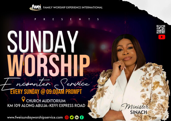 church event flyer Poskaart template