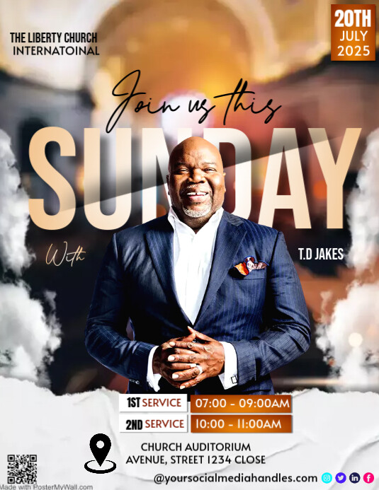 church event flyer template Pamflet (VSA Brief)