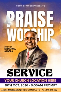 White Church Service Banner 4' × 6' Template