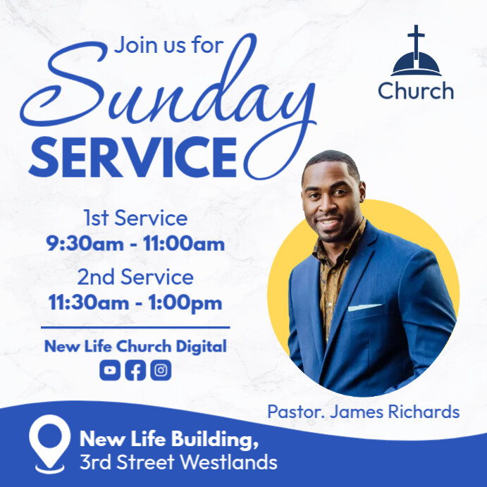 church event flyers Instagram Post template