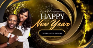 Czarny New Year Church Greeting Facebook Shared Image Template
