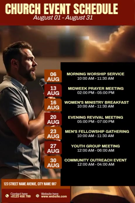 Church Event Schedule Template | PosterMyWall