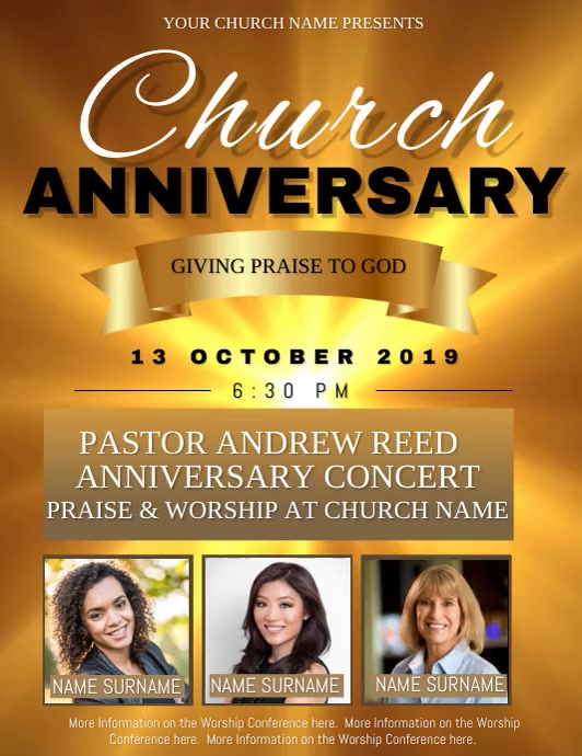 Church Event Video Flyer Template Volantino (US Letter)