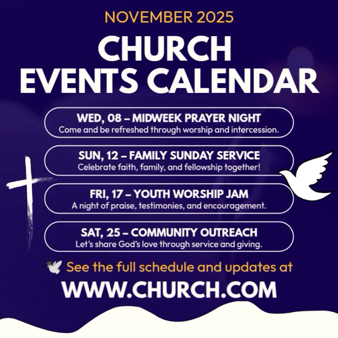 Modèle Church events calendar | PosterMyWall