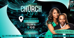 สีดำ Live Church Service Facebook Shared Image Template