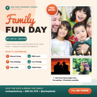 สีขาว Family Fun Day โพสต์บน Instagram Template