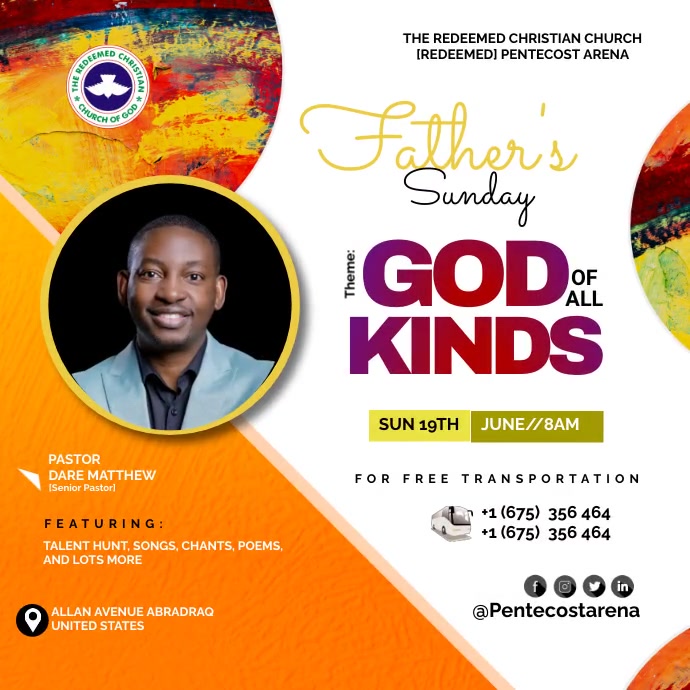 Church Father's Day service template Instagram Post