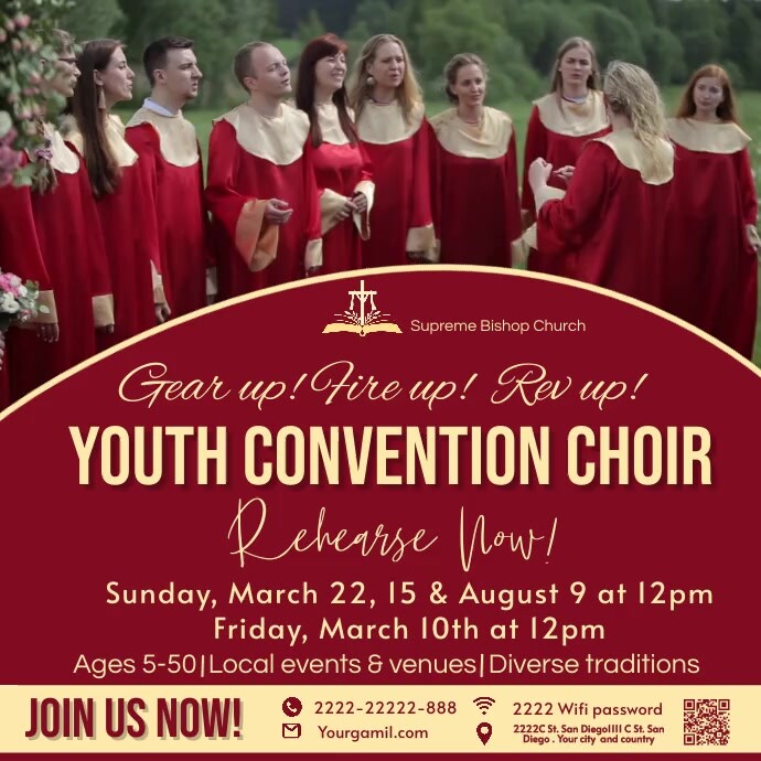 Church Flyer , choir concert , rehearsal flye Instagram Post template