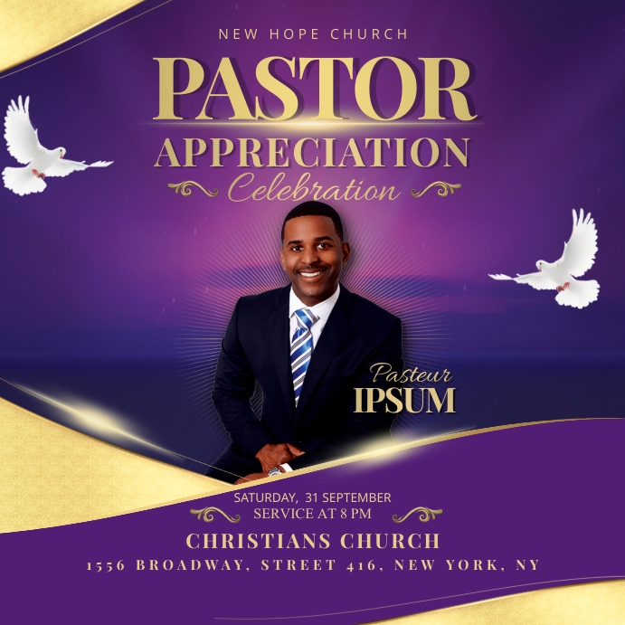 Church Flyer Pastor Appreciation Wpis na Instagrama template