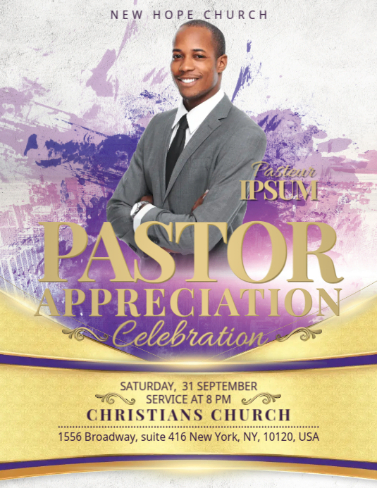 Church Flyer Pastor Appreciation Template | PosterMyWall