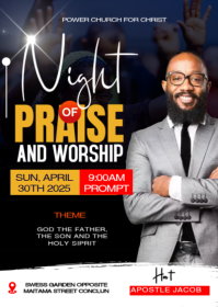 Черный Night of Praise and Worship A6 Template