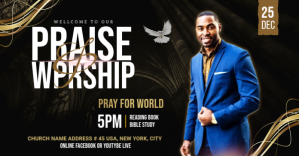 Hitam praise and worship event Umkhangiso we-Facebook Template
