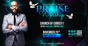 Black Church Worship Event Umkhangiso we-Facebook Template