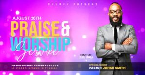 Pink Praise and Worship Service Anuncio de Facebook Template