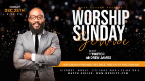 Черный Worship Sunday Service Facebook Cover Video Template