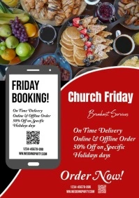 Church Friday breakfast booking Friday Party A5 template