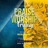 Turquoise Praise and Worship Night Instagram Post Template