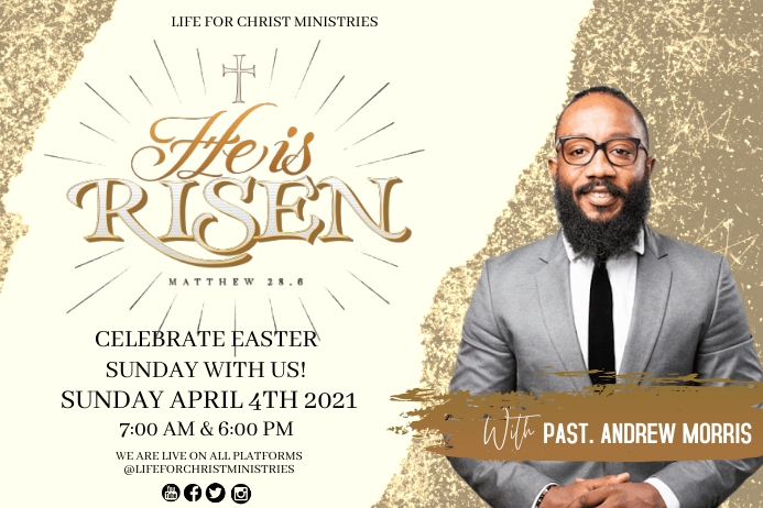 CHURCH HAPPY EASTER ONLINE TEMPLATE แบนเนอร์ 4' × 6'