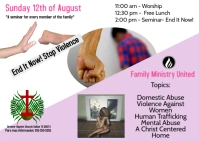 Church, Iglesia, Women's domestic violence, Seminar Postcard template