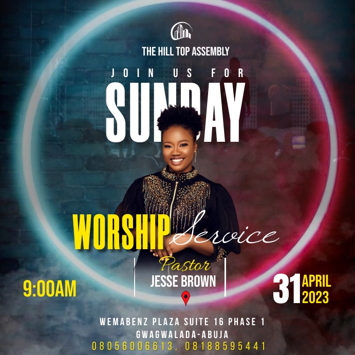 church invite flyer Instagram Post template