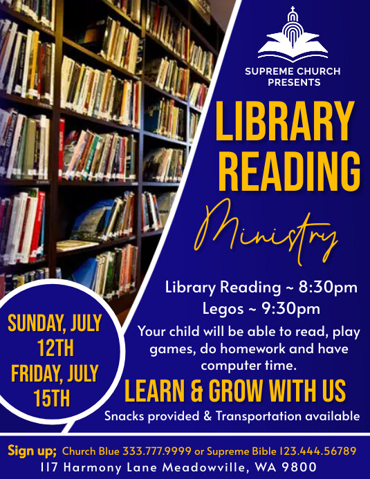 Church Library Reading Ministry Flyer Template PosterMyWall