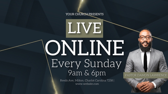 CHURCH LIVE ONLINE FROM AT HOME AD template Facebook-omslagvideo (16: 9)