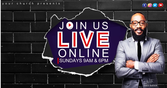 CHURCH LIVE ONLINE FROM AT HOME template | PosterMyWall