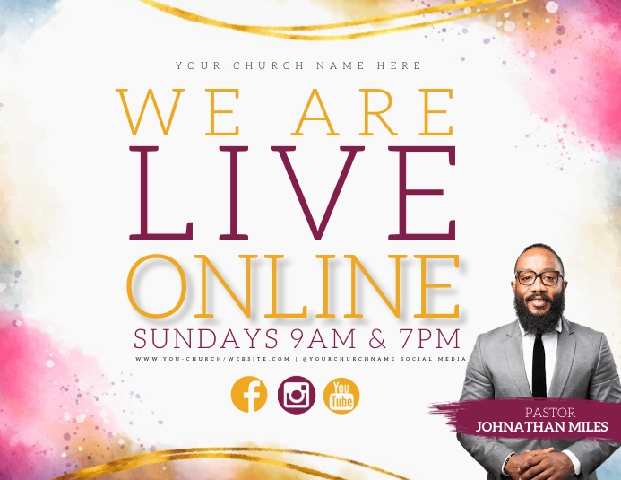 CHURCH LIVE ONLINE FROM AT HOME template Flyer (US Letter)