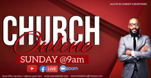 Red Online Church Service Okładka wydarzenia na Facebooku Template
