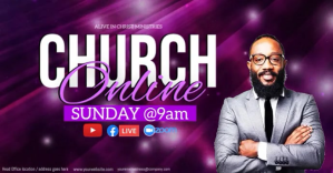 紫色 Online Church Service Okładka wydarzenia na Facebooku Template