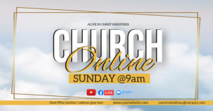 White Online Church Service Okładka wydarzenia na Facebooku Template