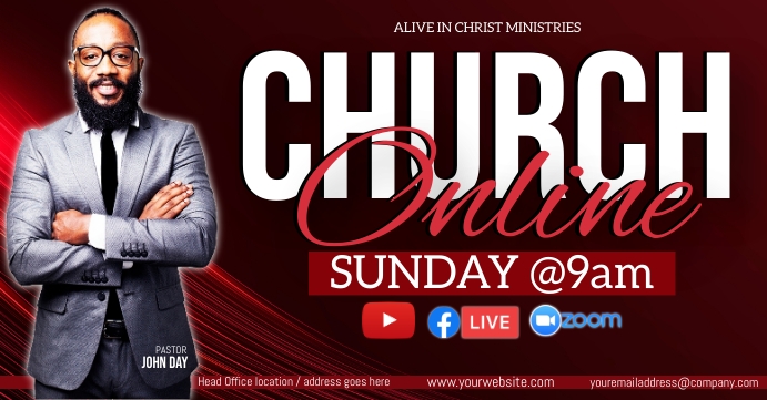 CHURCH LIVE ONLINE SERMON TEMPLATE | PosterMyWall