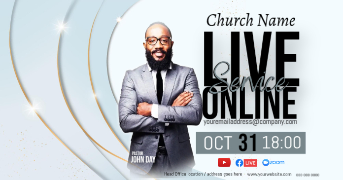 Church Live Service Announcement Templat | PosterMyWall