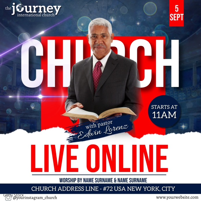 CHURCH LIVE ONLINE SERMON TEMPLATE | PosterMyWall