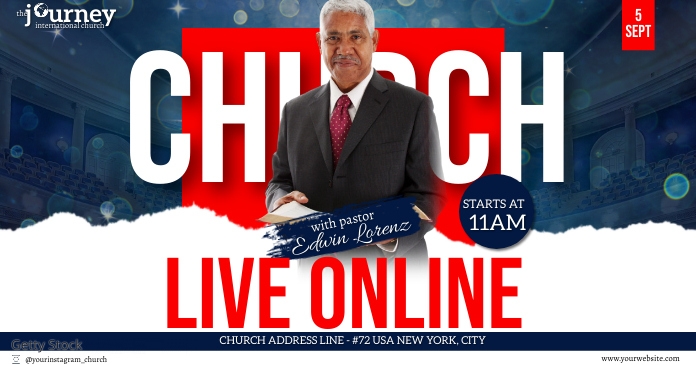 CHURCH LIVE ONLINE SERMON TEMPLATE | PosterMyWall