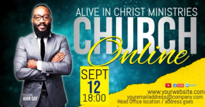 Turquoise Online Church Service Facebook Event Cover Template