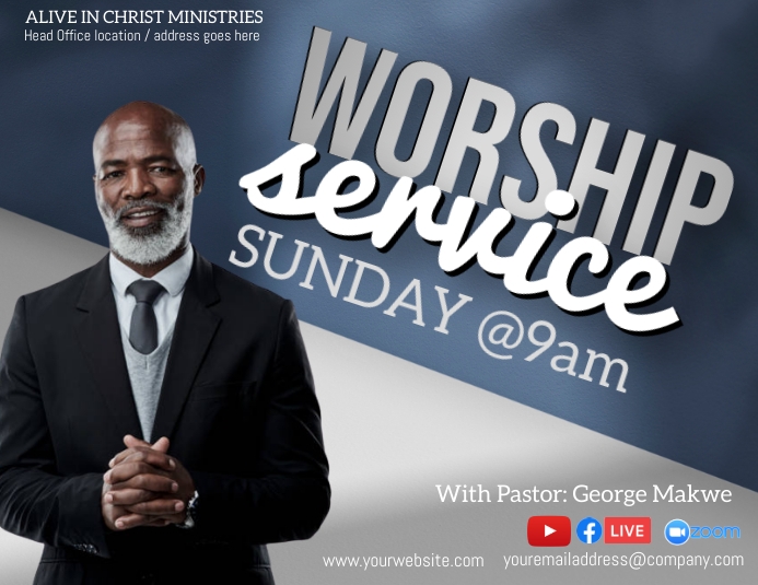 CHURCH LIVE ONLINE SERMON TEMPLATE Folheto (US Letter)