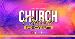 สีชมพู Online Church Service Okładka wydarzenia na Facebooku Template