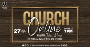 Bruin church live online service design template Facebook Shared Image