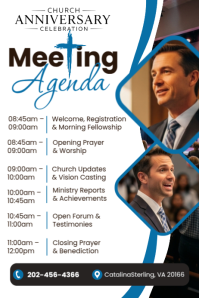 白色 Church Meeting Agenda Poster Template