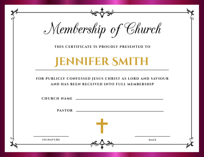 Church Membership Certificate Folheto (US Letter) template