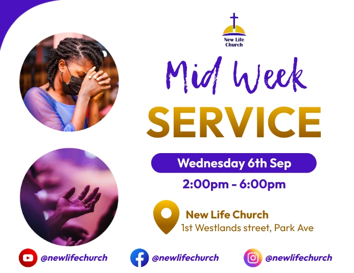 Weekday Service Copy of Church mid week service flyer | PosterMyWall