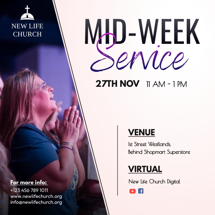 Church mid week service flyer Template | PosterMyWall