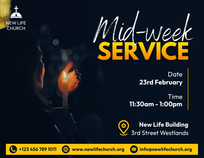 Church Mid week Service poster design Template | PosterMyWall