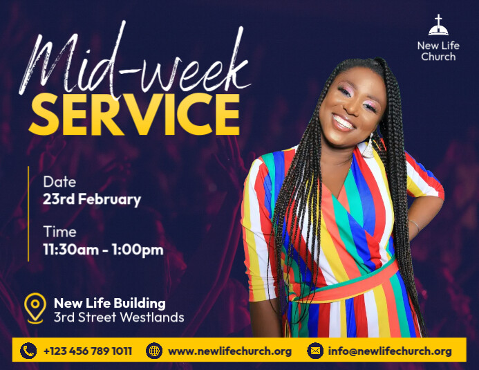 Church Mid week Service poster design Template | PosterMyWall