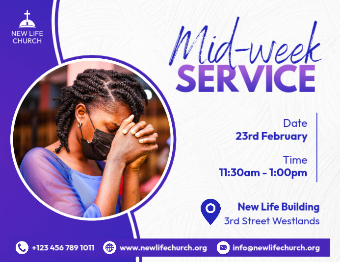Church mid week Service purple poster Template | PosterMyWall
